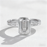 Diamond Ring Customize 2ct Emerald Cut 10K 14K 18K 925 Silver Proposal Band jewelry for Woman Hypoallergenic Birthday Gift