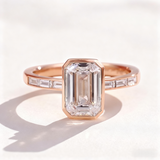 Diamond Ring Customize 2ct Emerald Cut 10K 14K 18K 925 Silver Proposal Band jewelry for Woman Hypoallergenic Birthday Gift
