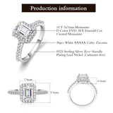 1 Carat Micro Set Emerald Engagement Ring Women 925 Silver