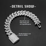 1.2MM Iced Prong Link Cuban Chain Bracelets for Men Women Full Rhinestones Chunky Miami Cuban Bracelet Punk Hip Hop Jewelry Gift