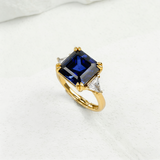 Ring with 4-6.9CT Asscher Cut Lab Grown Ruby Sapphire Colombian Padparadscha 925 Silver for Christmas Exquisite Gift Fancy