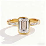 Diamond Ring Customize 2ct Emerald Cut 10K 14K 18K 925 Silver Proposal Band jewelry for Woman Hypoallergenic Birthday Gift