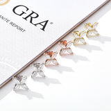 Clover & Marquise-Cut D-Color Moissanite Earring & Necklace Set 925 Silver Plated with Gold Hypoallergenic - Ideal for Women's Daily Wear & Holiday Gifts
