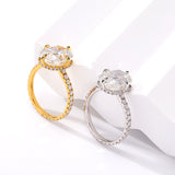 Customized Ring 925 Sterling Silver Moissanite Two-Tone Diamond Tiara Ring With GRA VVS1 E-Cushion 10K 14K 18K Gold Plated Ring