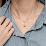 Emerald Cut 1/2CT 925 Sterling Silver Halo Moissanite Pendant Necklace Women Only Gifts For Festivals And Anniversaries