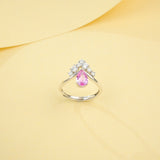 Crown Ring 5X8mm Pear Lab Grown Ruby Sapphire Zambian Padparadscha 925 Silver Ring for Women Man Engagement Christmas Party Gift