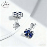 Flower-Shaped Earring Jewelry with Moissanite/Sapphire/Ruby 925 Sterling Silver Plated Screwback Earrings for Women