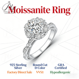 Moissanite Ring D Color VVS1 Round Cut 925 Sterling Silver GRA Certified Daily Wear Commute Friendly Ideal Gift for Her