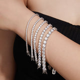 Round Tennis Bracelet Adorned with Exquisite Moissanite Multiple Size Options 925 Silver Material, Fashionable Holiday Gift