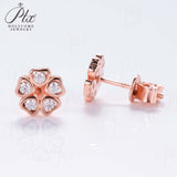 925 Sterling Silver with Hearts and Arrows Cut  Moissanite Small flower Earrings Lab-Grown Moissanite Gift-Giving
