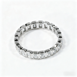 Moissanite Ring Full Eternity Engagement Ring Emerald Cut 18K 14K Gold Silver Band Wedding Band jewelry for Women Bezel Set