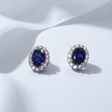 Lab Grown Gemstone Earring 1.7-2CT Oval Ruby Sapphire Colombia With Moissanite S925 Hypoallergenic Earring for Women Girls Gift