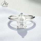 Moissanite Ring with 2CT D Color VVS1 Pear Moissanite S925 10k 14k 18k Plated White Yellow Rose Gold Daily Charm Party Jewely