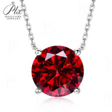 Necklace Moissanite 4-Prongs Pendant Multicolor Round 6.5mm Multicolor Gemstone Jewelry Women Birthday Engagement Gift Charms