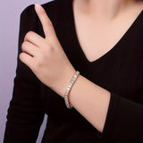 Square Tennis Bracelet Adorned with Exquisite Zircons 925 Silver Material Unisex Design Fashionable Holiday Gift
