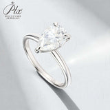 Moissanite Ring with 2CT D Color VVS1 Pear Moissanite S925 10k 14k 18k Plated White Yellow Rose Gold Daily Charm Party Jewely