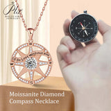 925 Sterling Silver Gold-Plated Octagonal Star Compass Pendant Necklace with D/VVS1 Grade Moissanite Exquisite Women's Jewelry