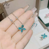 Stud Earring Necklace Jewelry Set Lab Paraiba Sapphire S925 Sterling Silver Marquise Pear are suitable for engagements