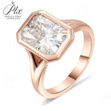 Radiant Cut Ring with 3CT D Color Moissanite Diamond 10k 14k 18K Gold Plated 925 Silver for Women Engagement Wedding Jewely
