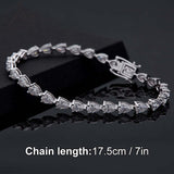 Women's Tennis Chain S925 Silver Moissanite Bracelet For Men D Color Pear Cut Full Moissanite Couple Bracelet