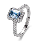 1 Carat Micro Set Emerald Engagement Ring Women 925 Silver