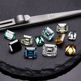 Wholesale Price Moissanite Stone Emerald Cut D Color Blue Green  VVS1 with GRA Certificate 0.5ct-10ct Gemstones