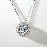 Moissanite Square-shaped Necklace Pendant Multicolor S925 Sterling Silver Gemstone Jewelry Women Wedding Anniversary Gift Party