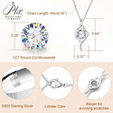 Women's 925 Sterling Silver Necklace 1.0ct D Color VVS1 Moissanite Halo Pendant Passes Diamond Tester Jewelry Gift