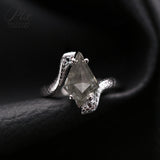 Engagement Ring Salt and Pepper Moissanite Diamond Pear Cut 925 Sterling Silver Plated with 18k Gold Wedding Jewelry Vintage