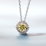 Moissanite Square-shaped Necklace Pendant Multicolor S925 Sterling Silver Gemstone Jewelry Women Wedding Anniversary Gift Party