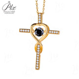 Moissanite Necklace 1CT 6.5mm Heart-Cross Pendant 925 Sterling Silver Women Wedding/Anniversary Special Gift Fine Jewelry Charms