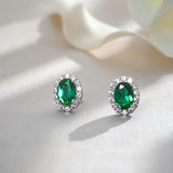 Lab Grown Gemstone Earring 1.7-2CT Oval Ruby Sapphire Colombia With Moissanite S925 Hypoallergenic Earring for Women Girls Gift