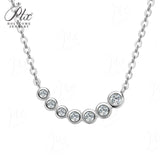 Seven-Round Bezel-Set Necklace with D Color Round Moissanite S925 Plated White Yellow Rose Gold Chain Engagement Chrisrmas Daily