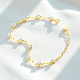 Moissanite Curve Wave Bracelet Adjustable Chain Chic Women’s Jewelry Subtle Sparkle Minimal Design Everyday Wear