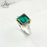 Ring with 4-6.9CT Asscher Cut Lab Grown Ruby Sapphire Colombian Padparadscha 925 Silver for Christmas Exquisite Gift Fancy