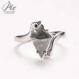 Engagement Ring Salt and Pepper Moissanite Diamond Pear Cut 925 Sterling Silver Plated with 18k Gold Wedding Jewelry Vintage