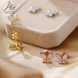 925 Sterling Silver Moissanite Lab Grown Gemstone Marquise Round Butterfly Stud Earrings Banquet Gift