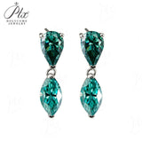 Moissanite Earrings with 4CT Multicolor Pear Marquise Cut Moissanite 925 Silver Ear Stud for Woman Fashion Daily Christmas Jewely