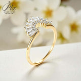 Sector Finger Ring with D Color Tifang-shaped Moissanite 10k 14k 18K Gold Plated 925 Silver for Daily Party Fine Jewely Gift