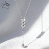 Classic Bubble Necklace D Color Round Moissanite Diamond S925 Silver Plated Dainty Chain for Enegament Party Daily Perfect Gift