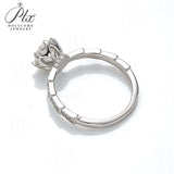 Round Moissanite Half-Eternity Petal Ring Women Only Gifts For Festivals And Anniversaries
