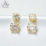 Earrings with 5.6/10CT D Color Round Moissanite 925 Silver Plated White Yellow Gold Ear Stud for Women Fashion Daily Jewely Gift