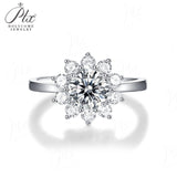 【 Daisy 】Sunflower Round Cut 1CT Moissanite Adjustable Ring Women Only Gifts For Festivals And Anniversaries