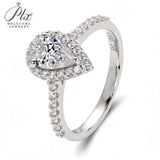 Pear Cut 1CT 925 Sterling Silver Half-Eternity Halo Moissanite Ring Women Only Gifts For Festivals And Anniversaries