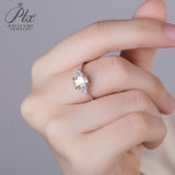 Emerald Cut Champagne Moissanite Cluster Ring Women Only Gifts For Festivals And Anniversaries