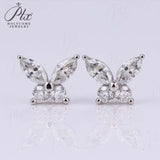 925 Sterling Silver Moissanite Lab Grown Gemstone Marquise Round Butterfly Stud Earrings Banquet Gift