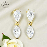 Moissanite Earrings with 4CT Multicolor Pear Marquise Cut Moissanite 925 Silver Ear Stud for Woman Fashion Daily Christmas Jewely