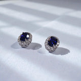 Lab Grown Gemstone Earring 1.7-2CT Oval Ruby Sapphire Colombia With Moissanite S925 Hypoallergenic Earring for Women Girls Gift