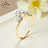 Sector Finger Ring with D Color Tifang-shaped Moissanite 10k 14k 18K Gold Plated 925 Silver for Daily Party Fine Jewely Gift