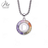 Zircon 925 Sterling Silver Rainbow Coloured Alphabet Necklace Commuting Daily Wear